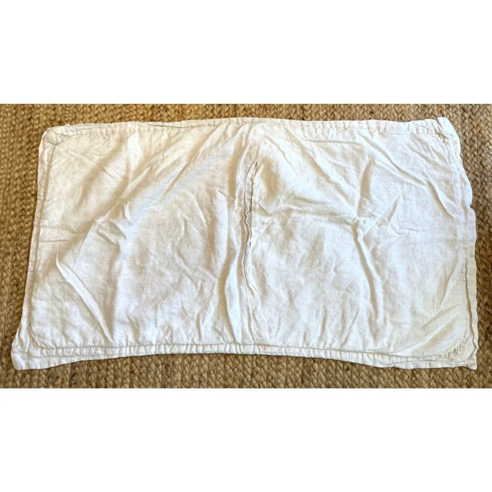 Pottery Barn Belgian Flax Linen Diamond Quilted King Pillow Sham Beige Oatmeal